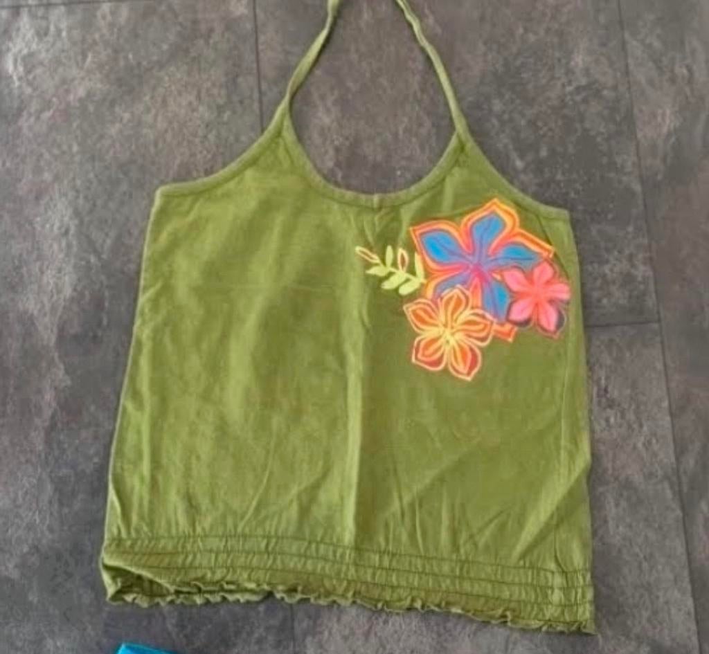 Meisjes zomer groene halter. Maat 176, Kinderen en Baby's, Kinderkleding | Maat 176, Ophalen of Verzenden, Gebruikt, Meisje, Shirt of Longsleeve