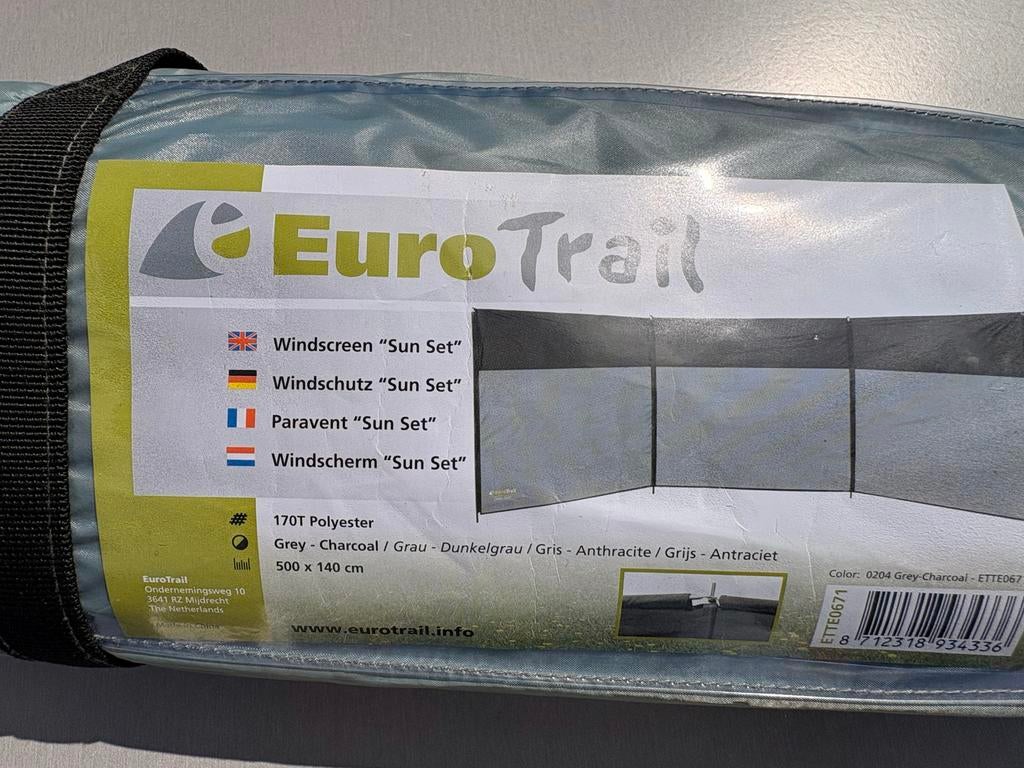 EuroTrail Windscherm "Sun Set" - Grijs/Antraciet, Ophalen of Verzenden, Nieuw