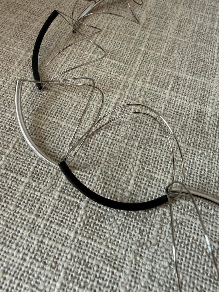 Step by step / Elegante ketting met zilver en zwart, Sieraden, Tassen en Uiterlijk, Ophalen of Verzenden, Gebruikt, Zwart, Kunststof