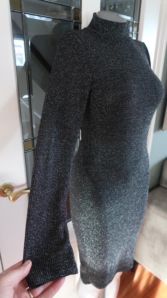 tasjehandtasje stretch jurk zwart zilver glitters m, Kleding | Dames, Jurken, Maat 38/40 (M), Zwart, Ophalen of Verzenden, Zo goed als nieuw