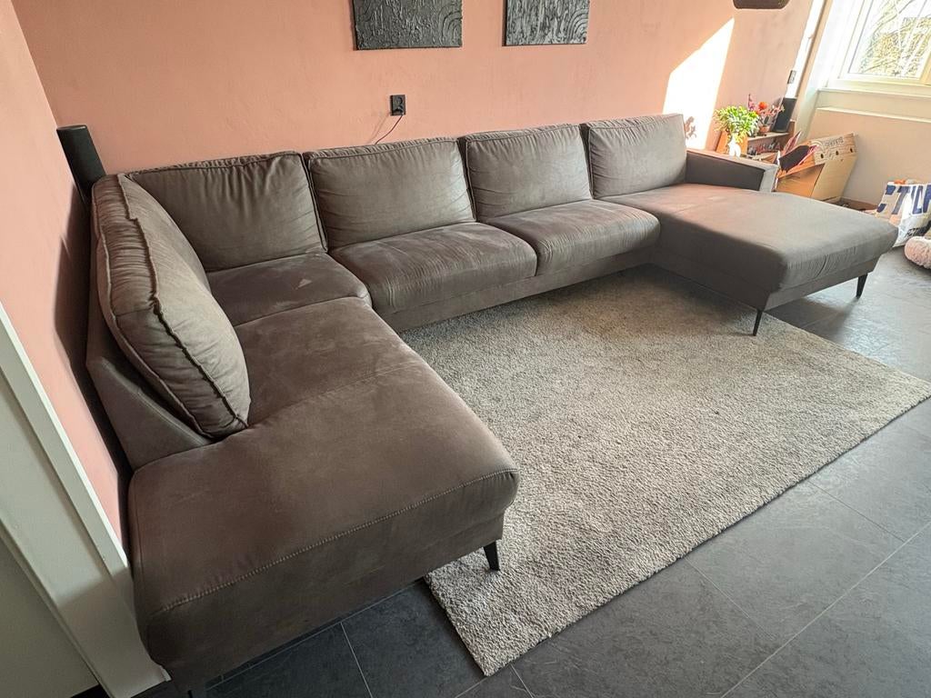 Grijze Haco hoekbank, Ophalen, Hoekbank, 300 cm of meer, Zo goed als nieuw