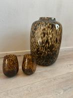 Grote tijgerprint vaas + 2 kleine vaasjes/waxinelichthouder, Ophalen, Overige kleuren, Minder dan 50 cm, Glas