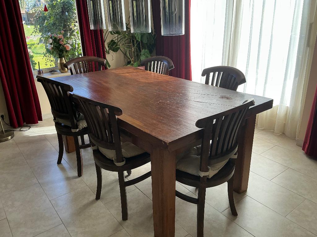 Eettafel met 6 stoelen, Ophalen, Overige materialen, Gebruikt, Koloniaal