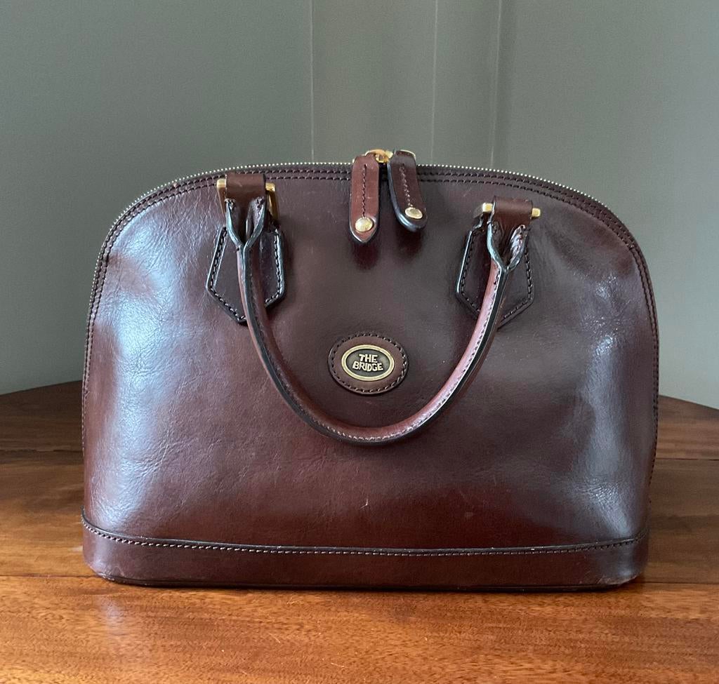 Leren handtas The Bridge (Story Donna) nieuwstaat Italiaans, Ophalen of Verzenden, Zo goed als nieuw, Bruin, Handtas