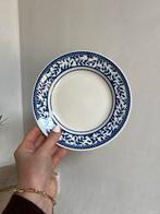 Blauw set servies met taartplateau en ijscoupes, Ophalen, Gebruikt, Keramiek, Overige stijlen