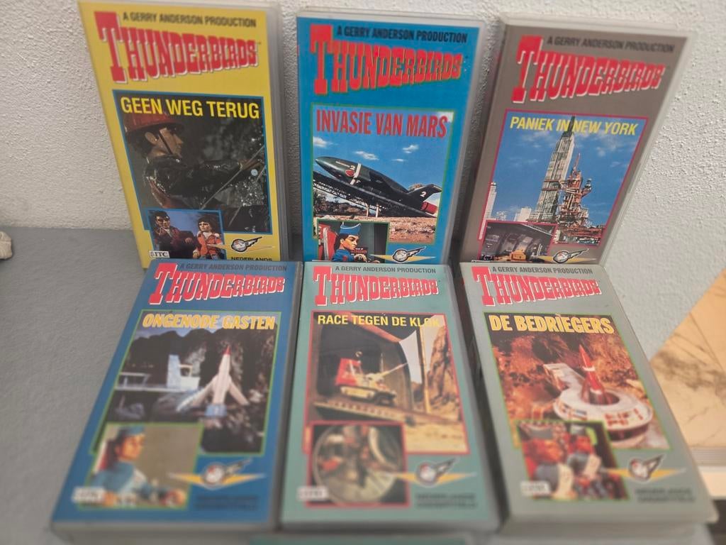 Vintage Thunderbirds VHS banden - 7 stuks, Alle leeftijden, Ophalen of Verzenden, Zo goed als nieuw