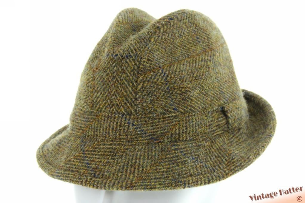 Vintage Vissershoed trilby Harris Tweed groen wol 57, Harris Tweed, Hoed, Ophalen of Verzenden, 57 cm (M, 7⅛ inch) of minder