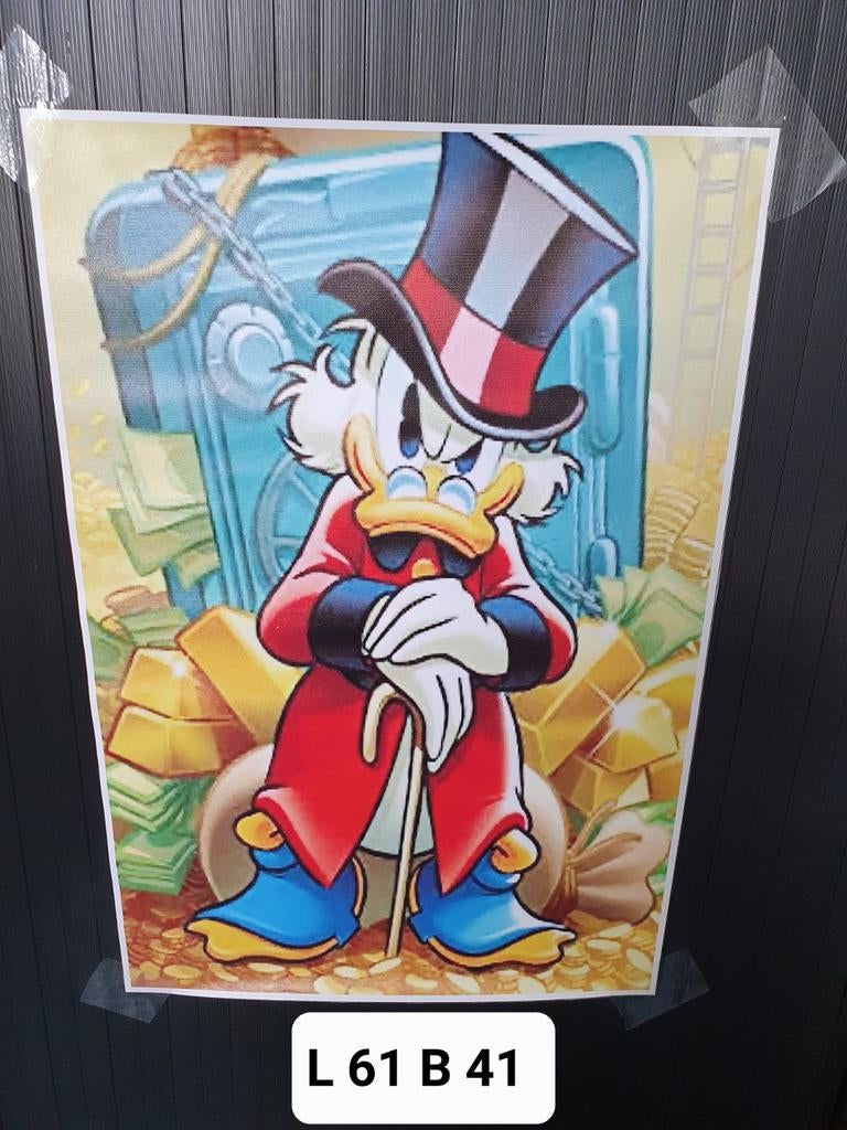 Dagobert Duck print  op canvas doek L61 B 41, Huis en Inrichting, Minder dan 50 cm, 50 tot 75 cm, Nieuw, Ophalen of Verzenden