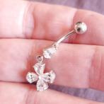 Navel Piercing Bloem Fonkelende Steentjes, Verzenden, Staal