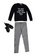 Gave SCOTCH R'BELLE stretch jeans zwart/wit streep mt 12/152, Broek, Zo goed als nieuw, Scotch R'belle, Verzenden