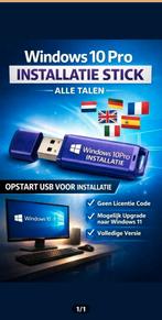 Windows 10 Pro Installatie Stick - Alle Talen, Computers en Software, Besturingssoftware, Ophalen of Verzenden