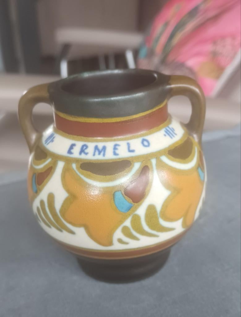 Oud plateel souvenier potje Ermelo, Antiek en Kunst, Ophalen of Verzenden