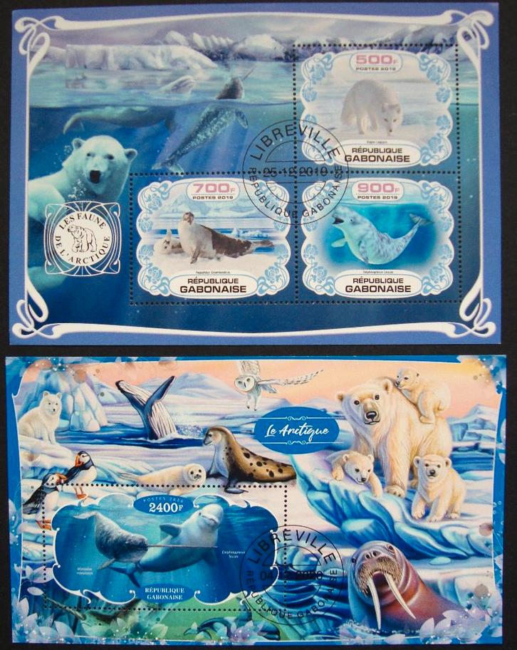 - 779 - 2 Blokken met verschill. Dieren van de Noordpool., Postzegels en Munten, Postzegels | Thematische zegels, Gestempeld, Dier of Natuur