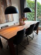 Complete set!! Robuuste teakhouten tafel van 220cm bij 100cm, Ophalen, Gebruikt, 100 tot 150 cm, Teakhout