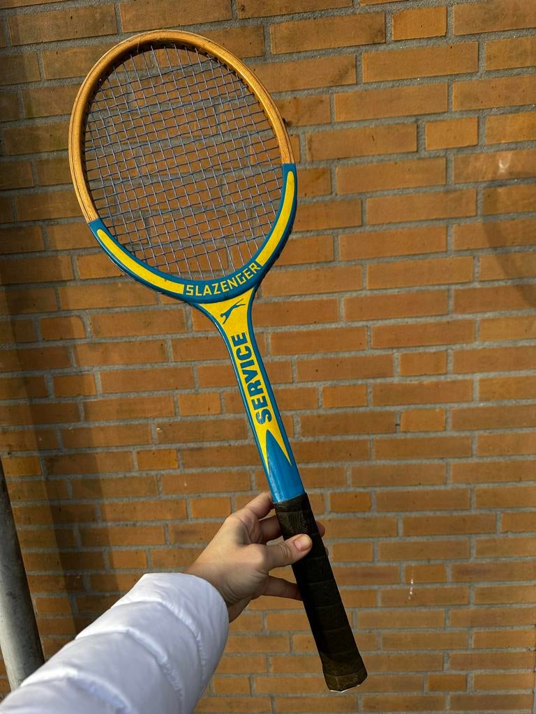 Vintage houten tennisracket Slazenger Service, Sport en Fitness, Tennis, Ophalen, Gebruikt, Racket, Overige merken