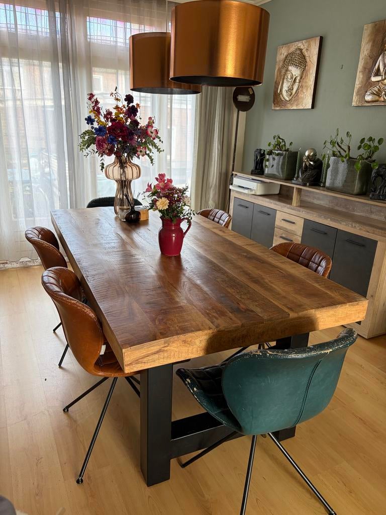 Mango houten eettafel — zo goed als nieuw, Ophalen, 100 tot 150 cm, Zo goed als nieuw, Vijf personen of meer