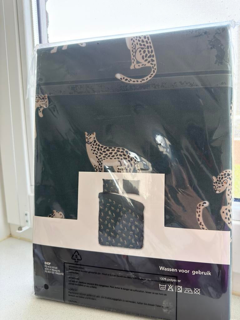 Dekbedovertrek met luipaardprint 140 x 200 cm, Ophalen, Eenpersoons, Zwart, Dekbedovertrek