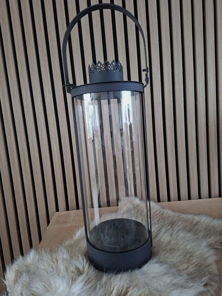 Windlicht, Huis en Inrichting, 25 tot 50 cm, Zwart, Ophalen of Verzenden, Zo goed als nieuw