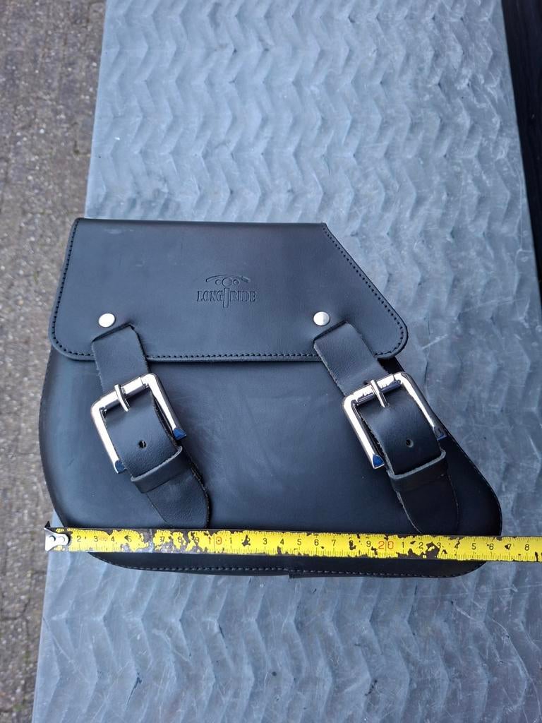 Longride Universele Motortas Zijtas Leer Zwart, Ophalen of Verzenden, Zo goed als nieuw