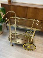 Vintage Messing Barcart met Rook- en Spiegelglas, Ophalen, Gebruikt