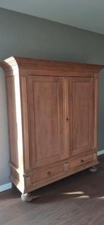 Massief eiken , handgemaakte buffet serviest kast, Ophalen, Zo goed als nieuw, 25 tot 50 cm, 200 cm of meer