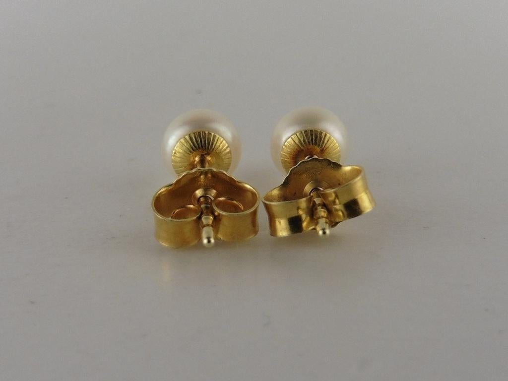 Gouden oorknopjes met parel                               G9, Gebruikt, Overige kleuren, ., Ophalen of Verzenden