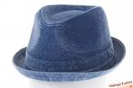 Trilby porkpie hoed blauw stonewashed jeans 57 58 59 60 new, Ophalen of Verzenden, Nieuw, 58 of 59 cm (L, 7¼ of ⅜ inch), Hoed