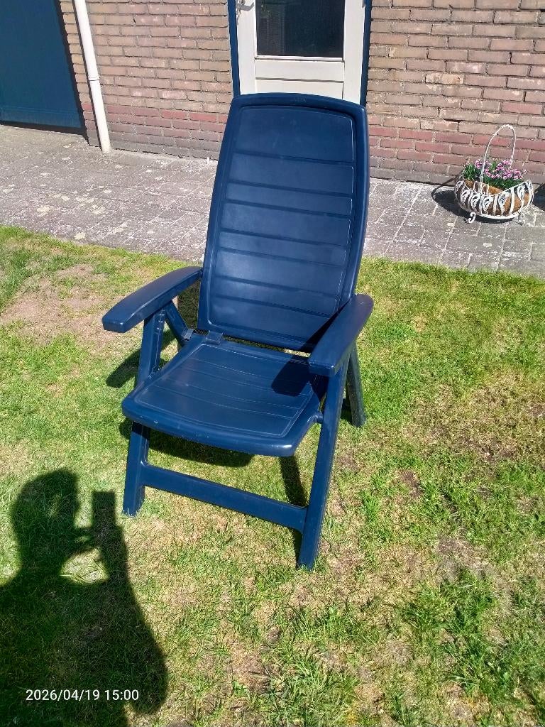 Tuinstoel (blauw), merk Jardin, Ophalen, Gebruikt, Kunststof, Verstelbaar
