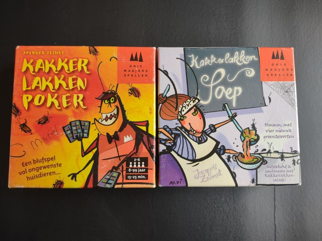 Kakkerlakken Poker en Kakkerlakken Soep, Vijf spelers of meer, Ophalen of Verzenden, Zo goed als nieuw, Drie Magiërs spellen