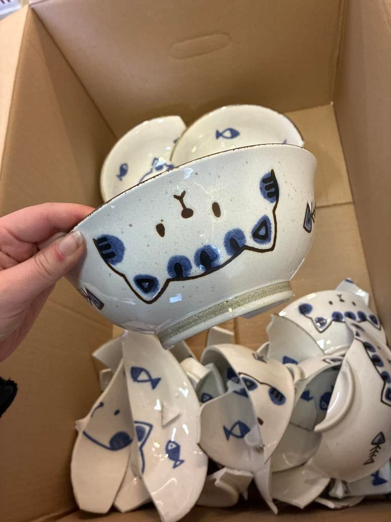 Gebroken Tokyo Design Kommen Kawaii kat voor mozaiek 4,5 kg, Gebruikt, Keramiek, Ophalen of Verzenden, Kom(men)