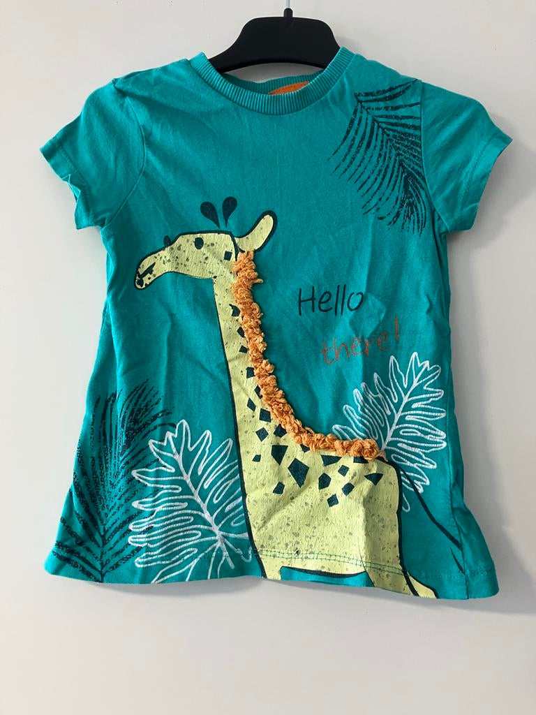 Leuk groen T-shirt met giraffe opdruk maat 86, Kinderen en Baby's, Babykleding | Maat 86, Ophalen of Verzenden, Gebruikt, Jongetje