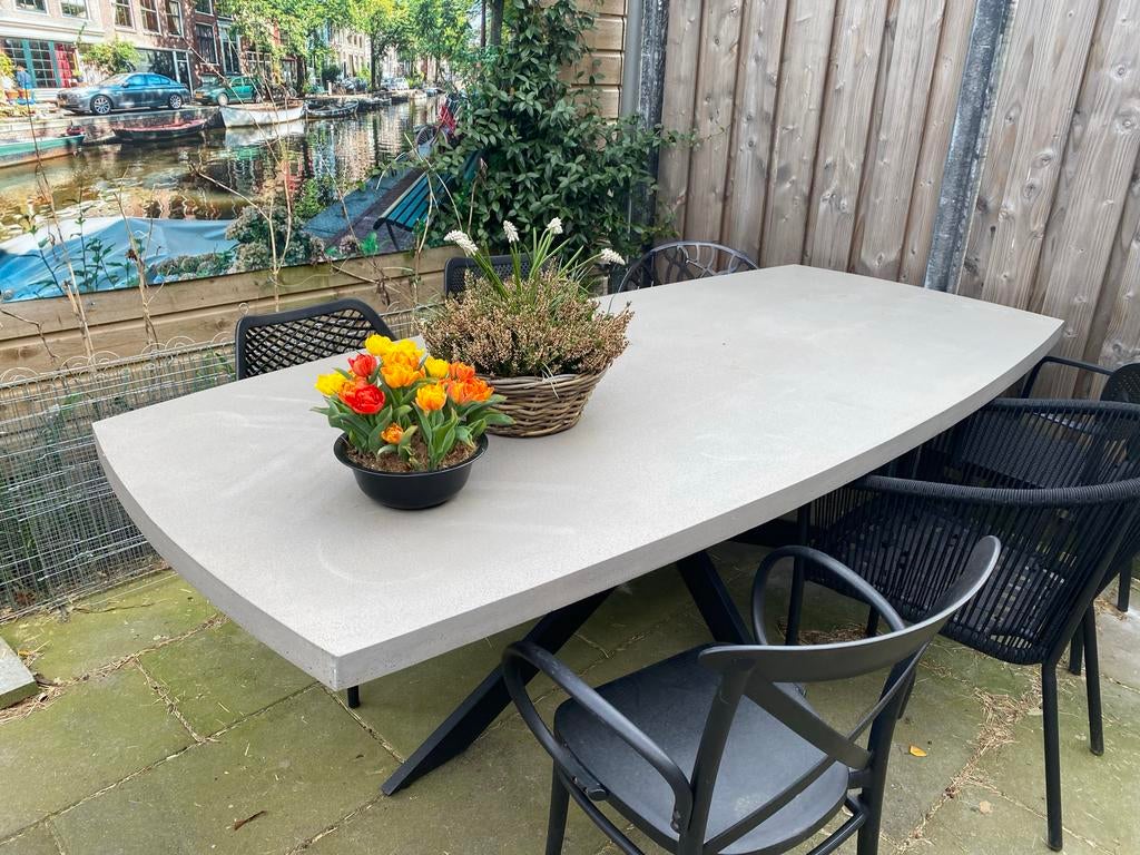 Tuintafel Ovaal Madison 240cm Betonlook Kruispoot, Tuin en Terras, Tuintafels, Ophalen, Gebruikt, Ovaal, Aluminium