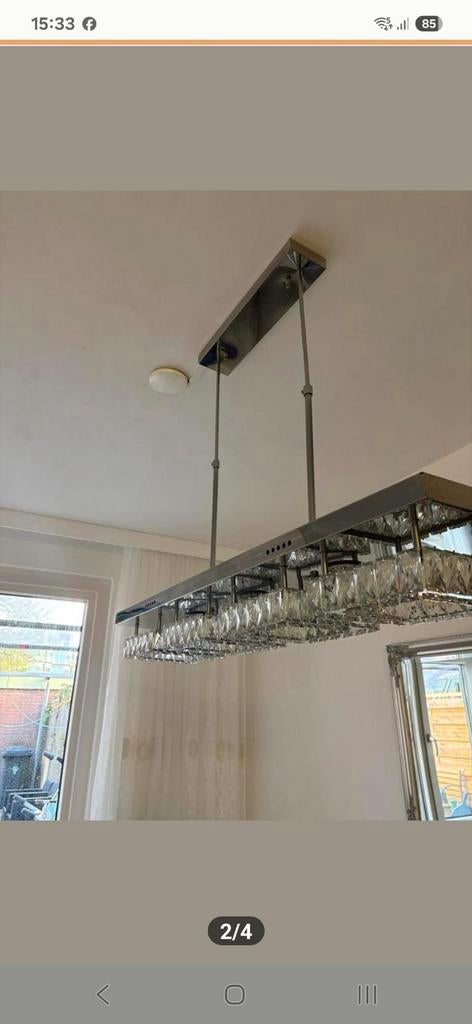 Moderne hanglamp met kristallen, Gebruikt, 50 tot 75 cm, Glas, Modern, Kristal