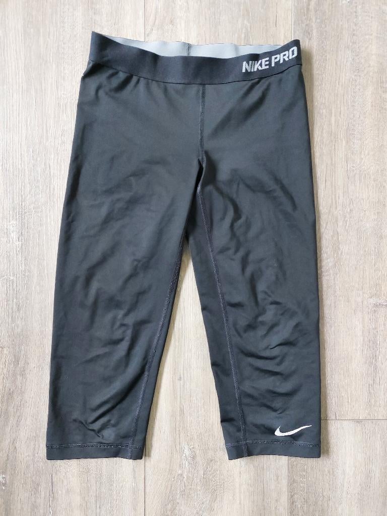 Nike Pro sport broek, driekwart, mt S, zgan, Zwart, Nike, Ophalen of Verzenden, Maat 36 (S)