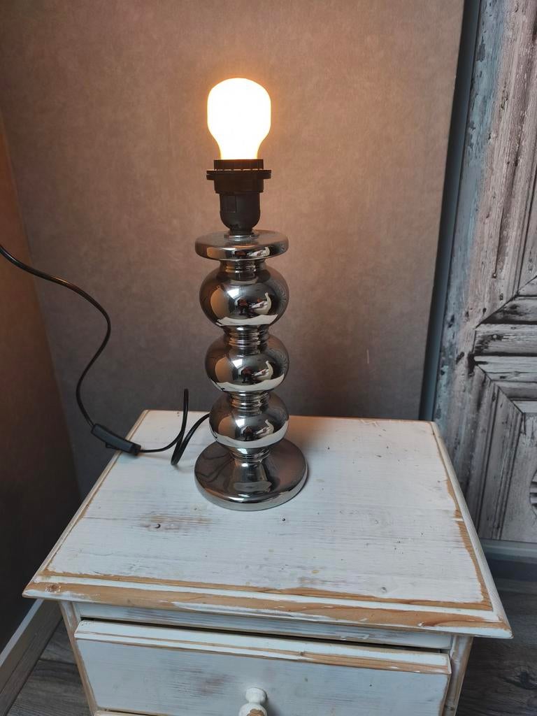 Zilverkleurige lampenvoet, Ophalen of Verzenden, Gebruikt, Metaal, Minder dan 50 cm