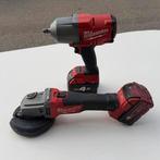 Milwaukee M18 FUEL Slagmoersleutel & Slijptol met accu's, Ophalen of Verzenden, Gebruikt, Haakse handslijpmachine