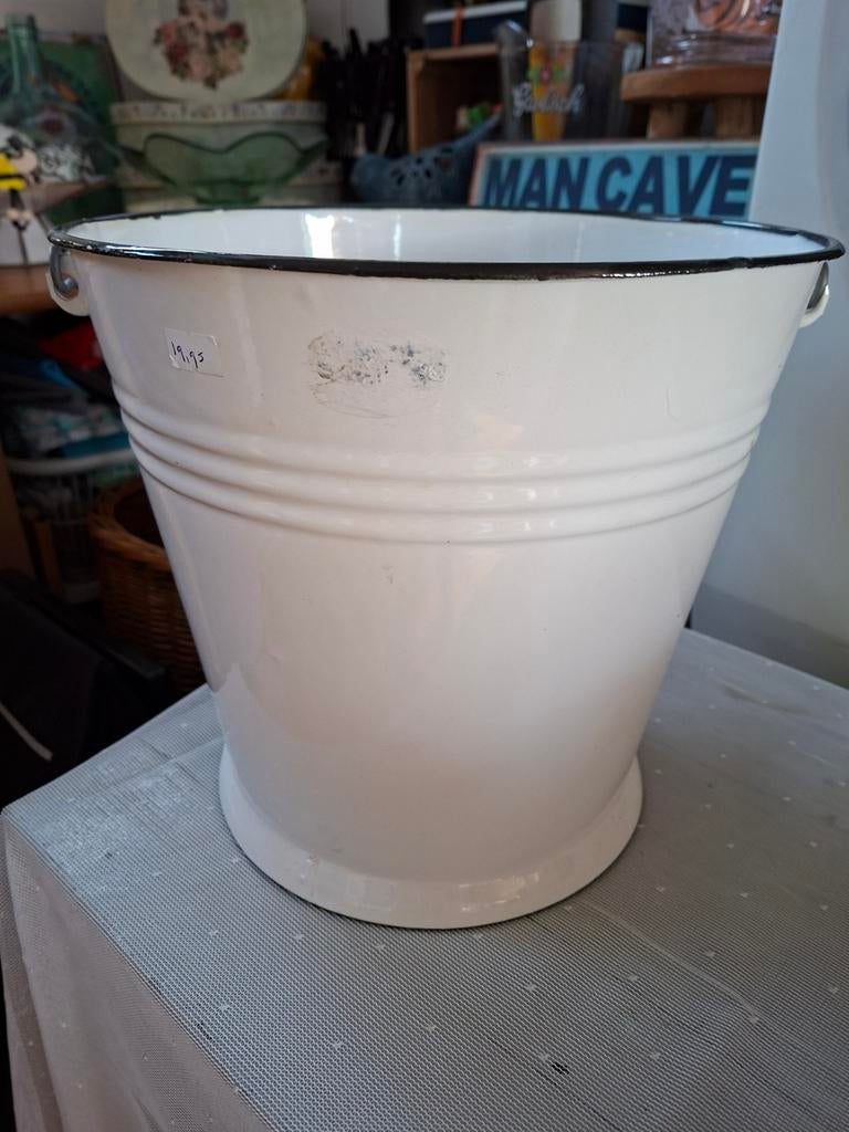 Emaille witte emmer, Antiek en Kunst, Antiek | Emaille, Ophalen of Verzenden