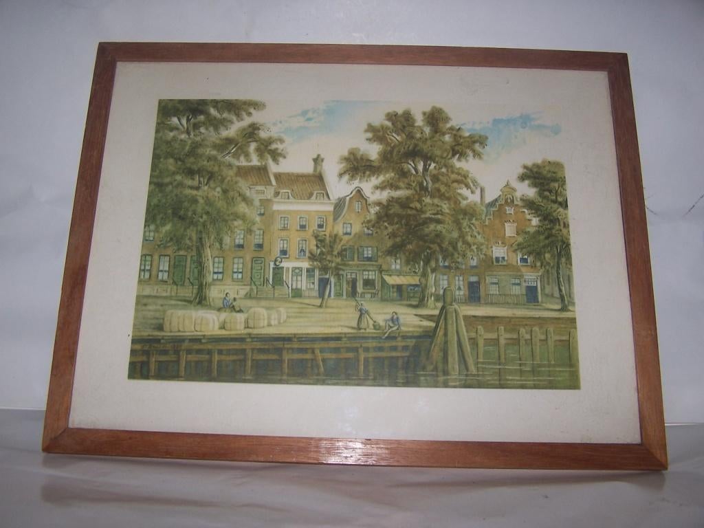 Prachtig prent/aquarel De Boompjes te Rotterdam 1839. Izgs., Ophalen of Verzenden