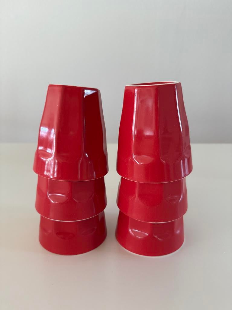 6 rode mokken van de HEMA, Keramiek, Ophalen of Verzenden, Zo goed als nieuw, Effen