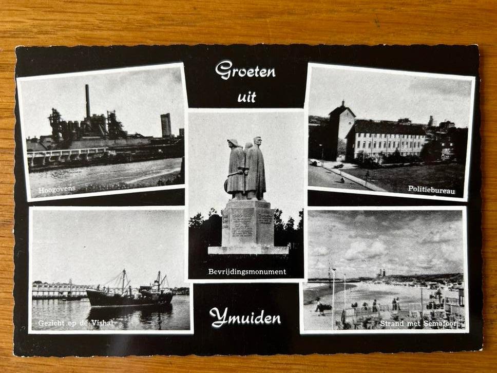 Ansichtkaart IJmuiden Visha1 politiebureau hoogovens, Verzamelen, Ophalen of Verzenden, 1940 tot 1960, Ongelopen, Noord-Holland