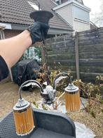 Hanglamp met twee lichtpunten en houten kralen, Ophalen, Gebruikt, Hout, Minder dan 50 cm