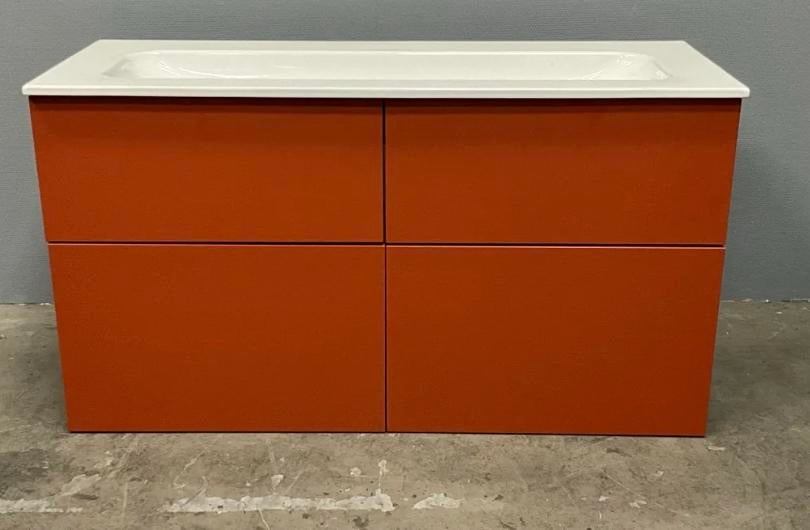 Wastafelmeubel - Zo goed als nieuw - Oranjerood - 140 cm, Huis en Inrichting, Badkamer | Badkamermeubels, Ophalen, 100 tot 150 cm
