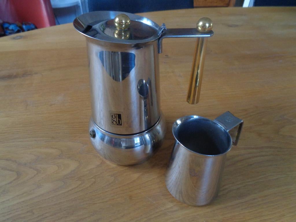 GUIDO BERGNA koffiepercolator + melkkannetje, Ophalen of Verzenden, Zo goed als nieuw
