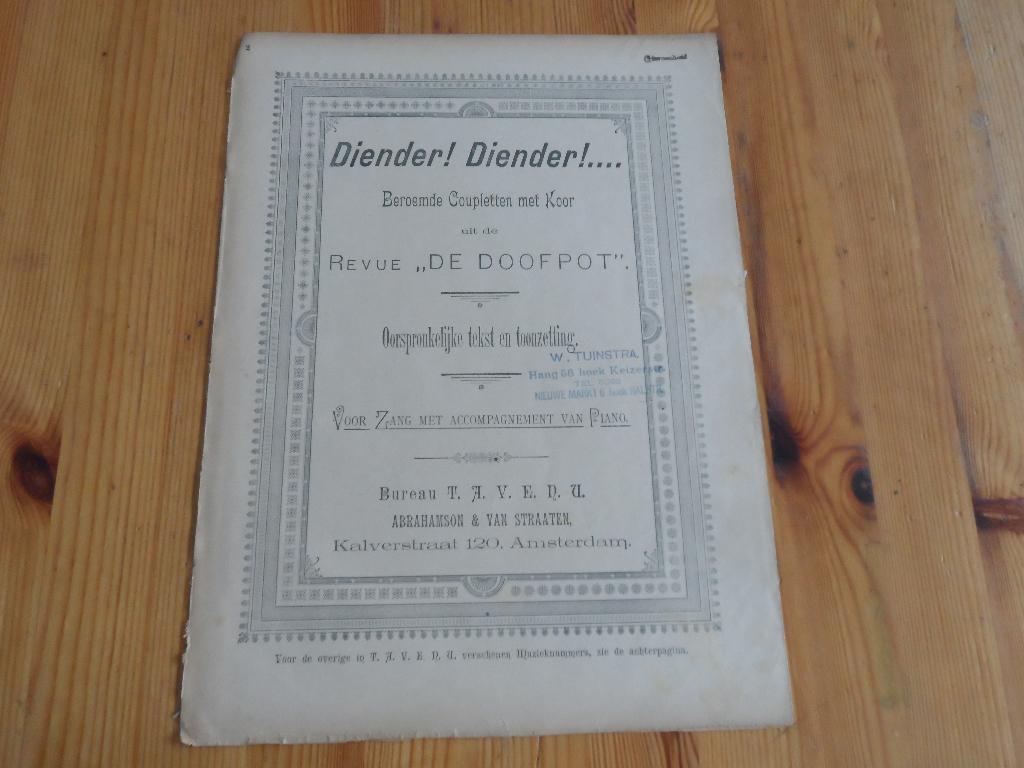Diender diender - de doofpot, Zang, Gebruikt, Ophalen of Verzenden, Artiest of Componist