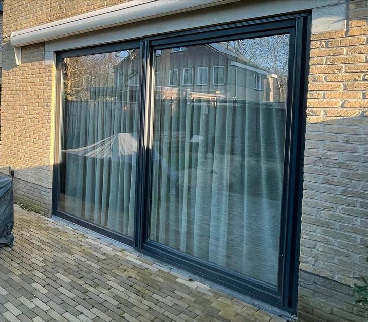 Kunststof Schuifpui Antraciet met kiepstand en hor, Doe-het-zelf en Verbouw, Kozijnen en Schuifpuien, Gebruikt, Schuifpui, Kunststof