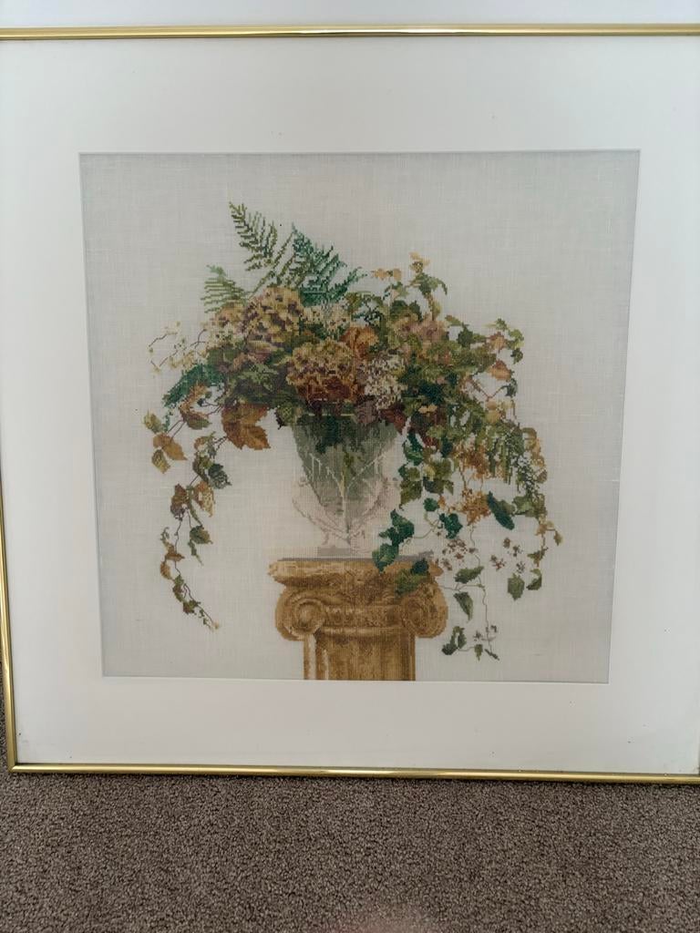 Handgemaakte geborduurde schilderijen in omlijsting, Antiek en Kunst, Ophalen of Verzenden