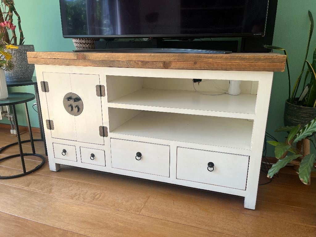 Chinese / Japandi TV dressoir, Huis en Inrichting, Kasten | Dressoirs, Gebruikt, 25 tot 50 cm, Met lade(s), Met deur(en), Met plank(en)