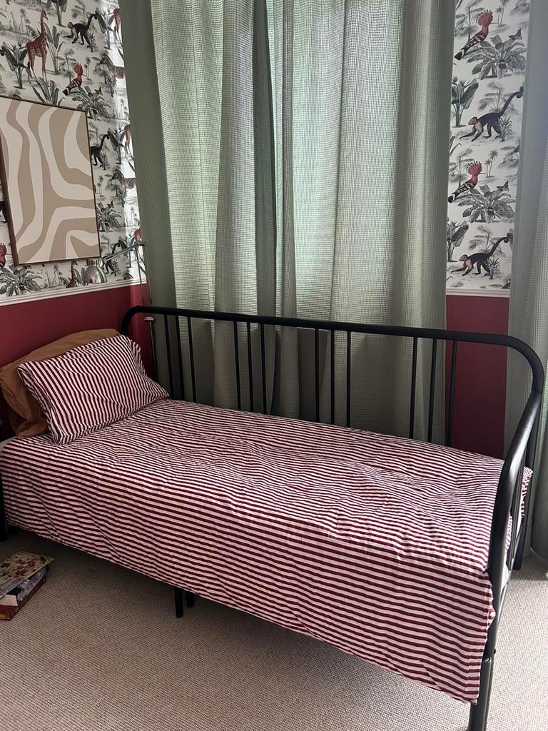 IKEA FYRESDAL uitschuifbaar bed (zwart) 80x200 - 163x200, Ophalen, Eenpersoons, 75 tot 100 cm, Zo goed als nieuw