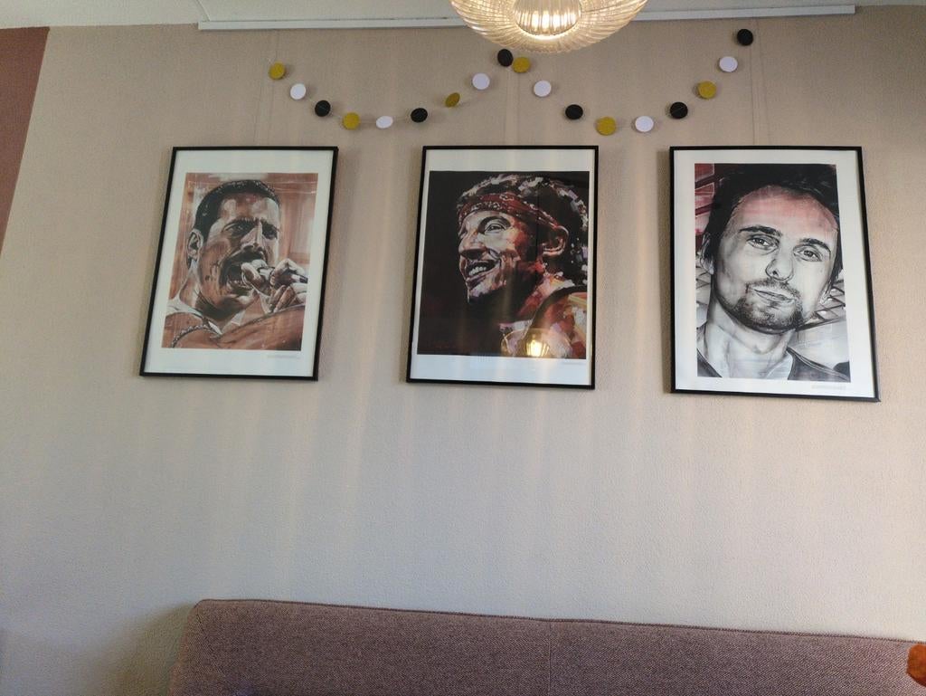 3 ingelijste kunstwerken van Jos Hoppenbrouwers, Ophalen of Verzenden