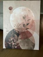 Abstracte Canvas Print met Maan en Botanische Elementen, Ophalen, 75 cm of meer, 50 tot 75 cm, Print